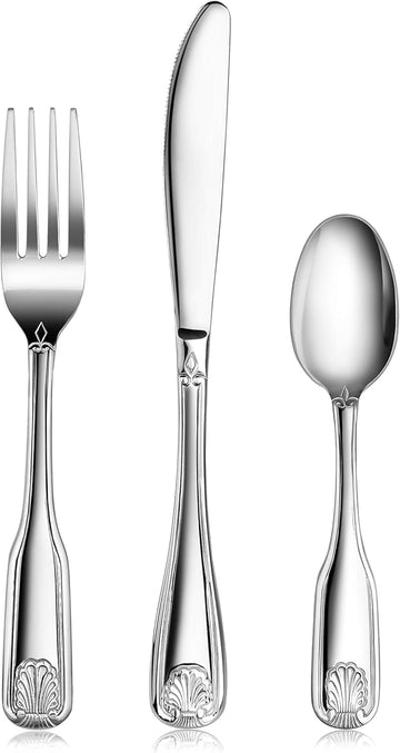 Shell Pattern Stainless Steel Flatware, 36-Piece