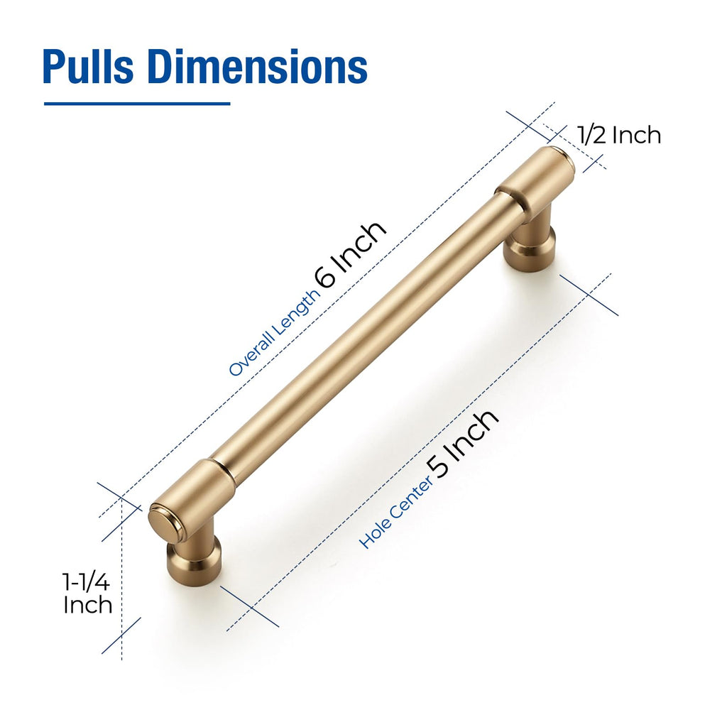Champagne Bronze Cabinet Handles Modern Pulls,5 Inch,10 Pack