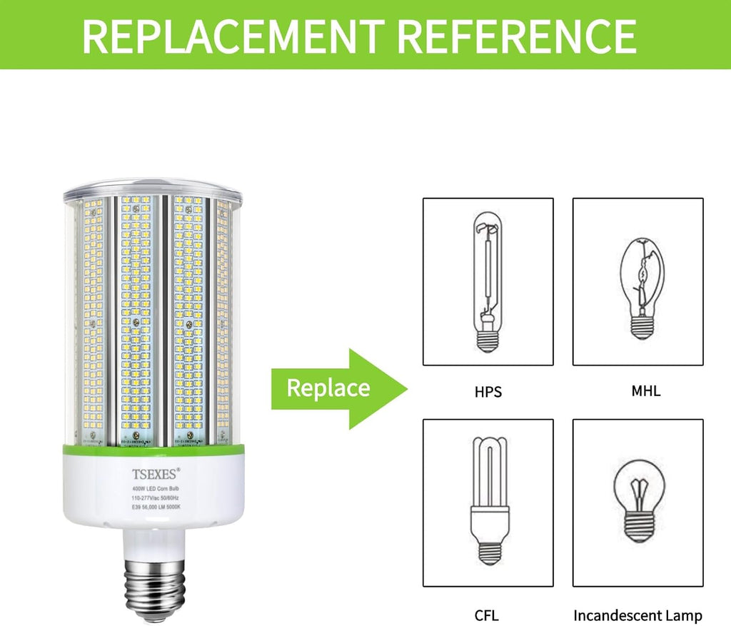400W LED Corn Cob Light Bulb, E39 Mogul Base,5000K Daylight,56,000LM