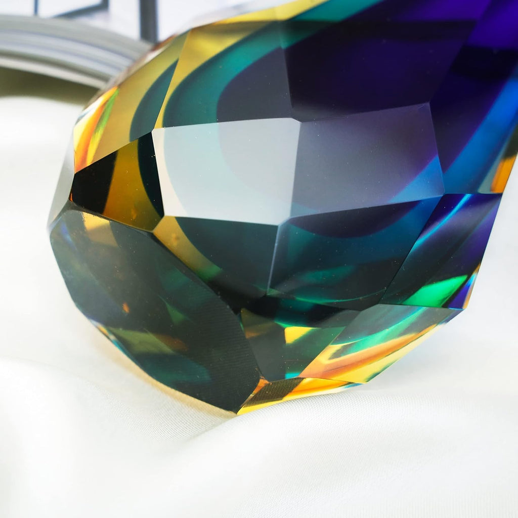 Hand-Blown Glass Sculpture Glass Decor Murano-Style Glass Statue and Figurine Wonderful Gift, Blue and Green Color