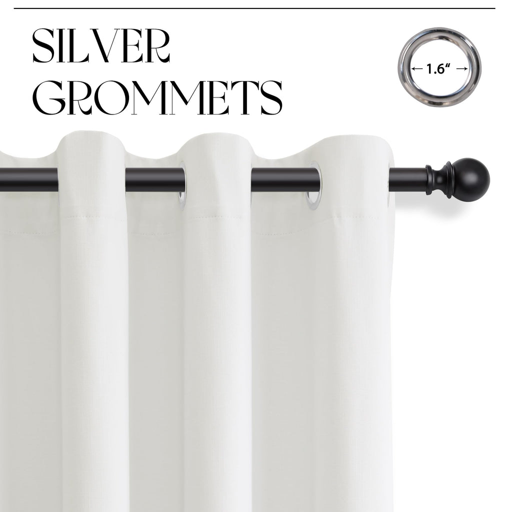 Ivory Linen Grommet Blackout Curtains 50 Inches Long
