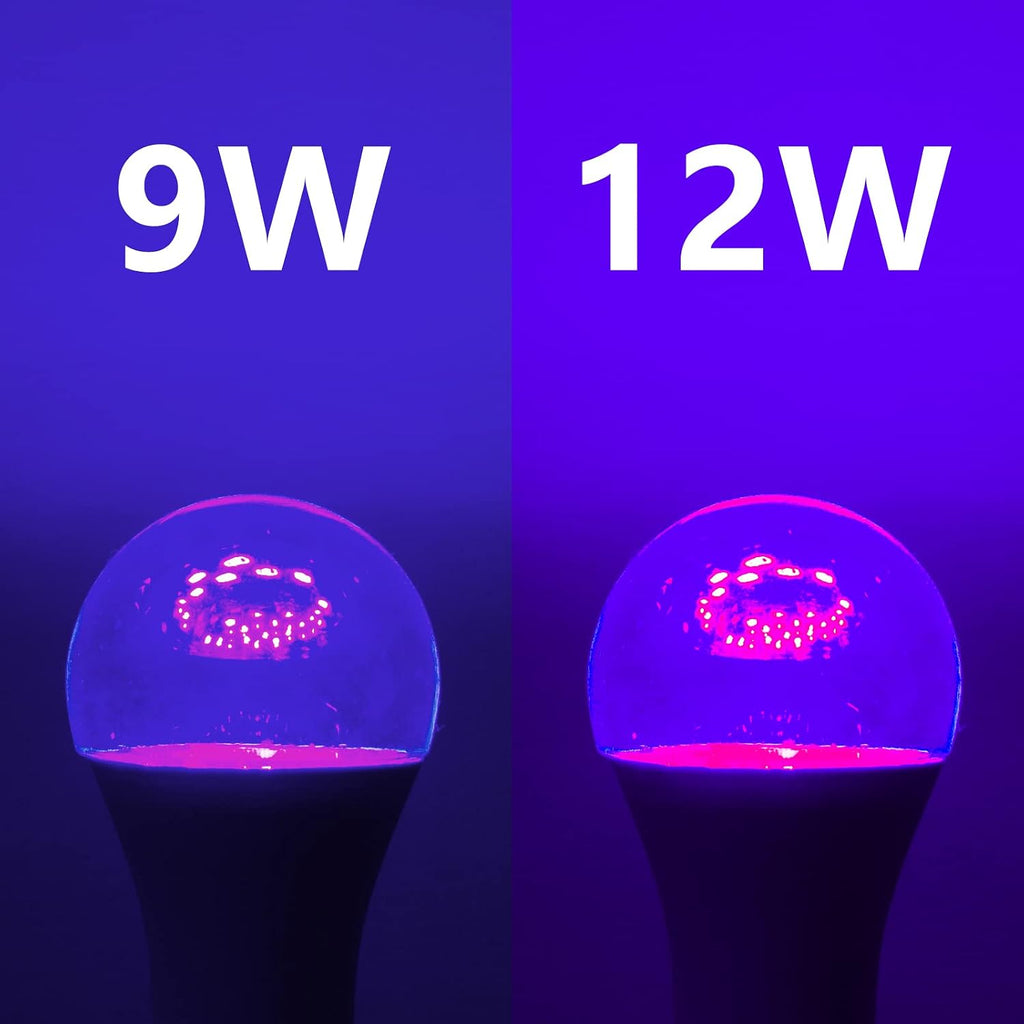 LED Black Light Bulb,9W A19 UV Bulb,120V E26 Medium Base,6 Pack