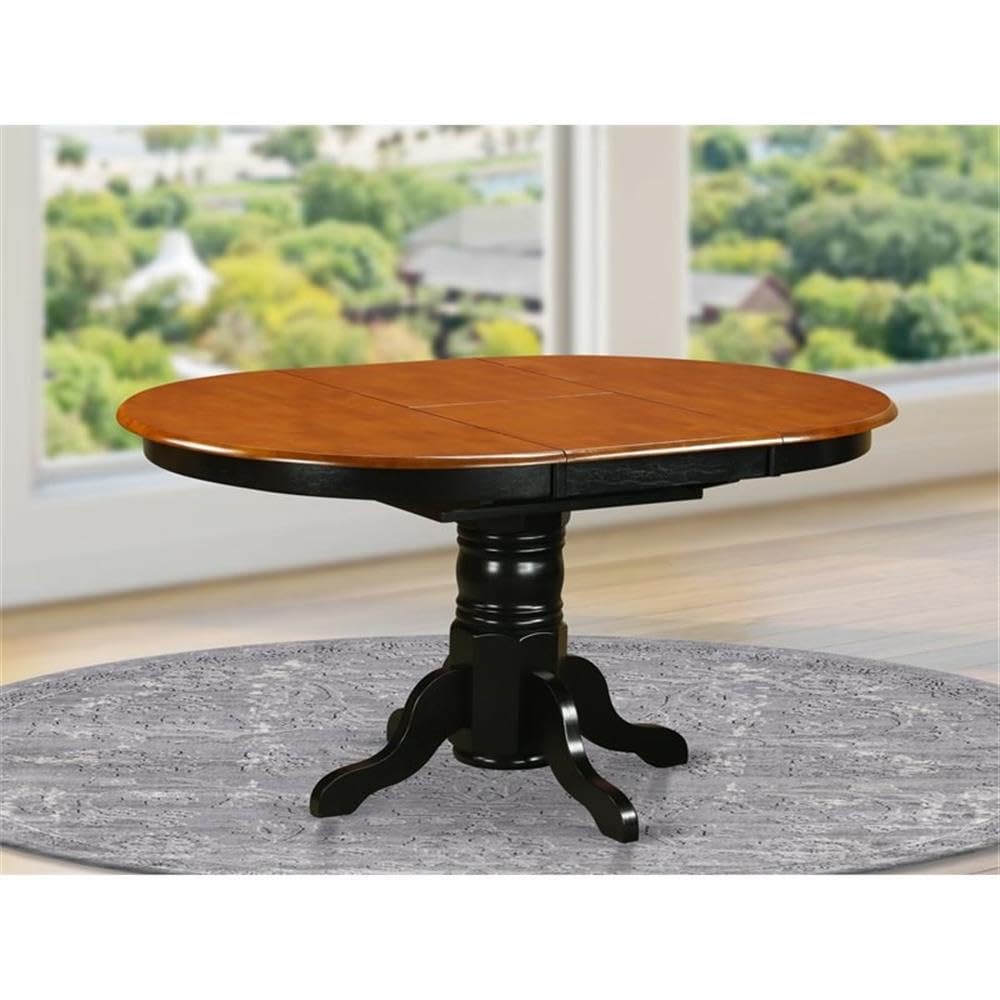 West Furniture KET-BLK-TP Kenley Modern Kitchen Table - an Oval Dining Table Top with Butterfly Leaf & Pedestal Base