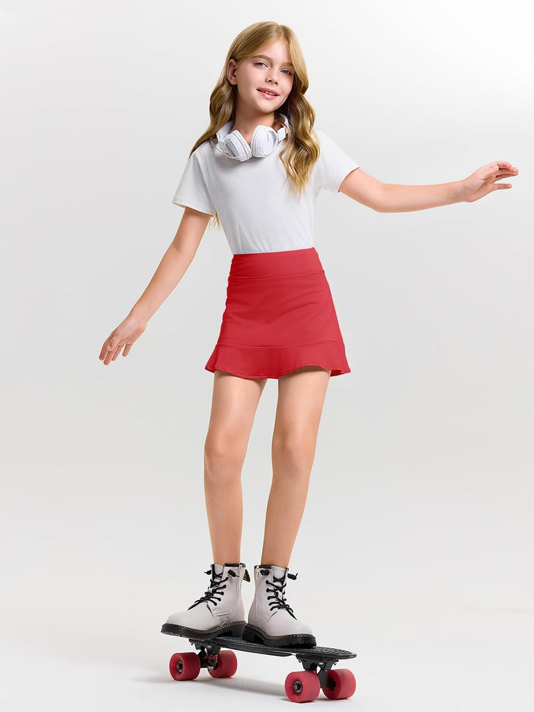 Girls A-line Tennis Skirts with Shorts Athletic Skorts