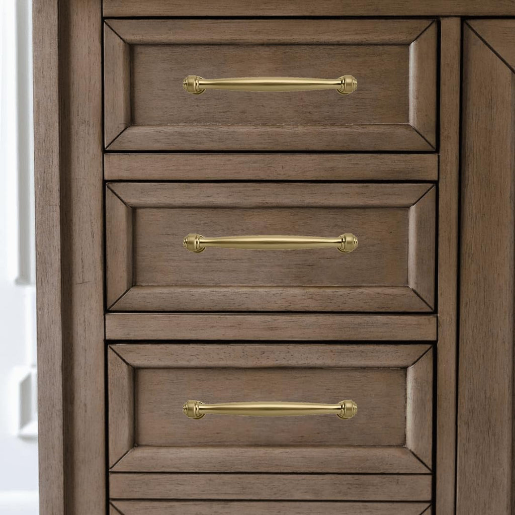 2 Pack 6-1/4 Inch(160mm) Brushed Brass Cabinet Pulls Satin Brass Kitchen Cabinet Handles Kitchen Cabinet Hardware for