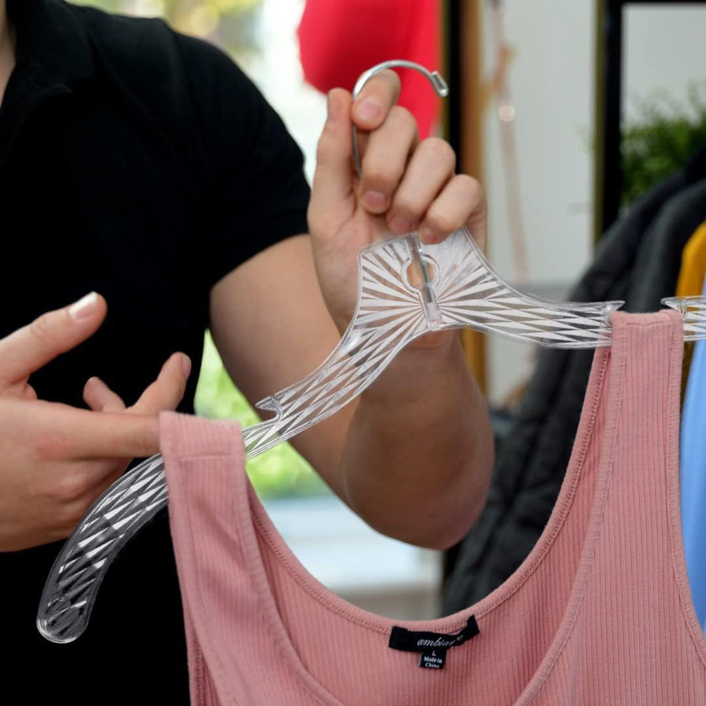 TM Clothes Hangers 50 Pack Space-Saving Crystal Clear Plastic Hangers