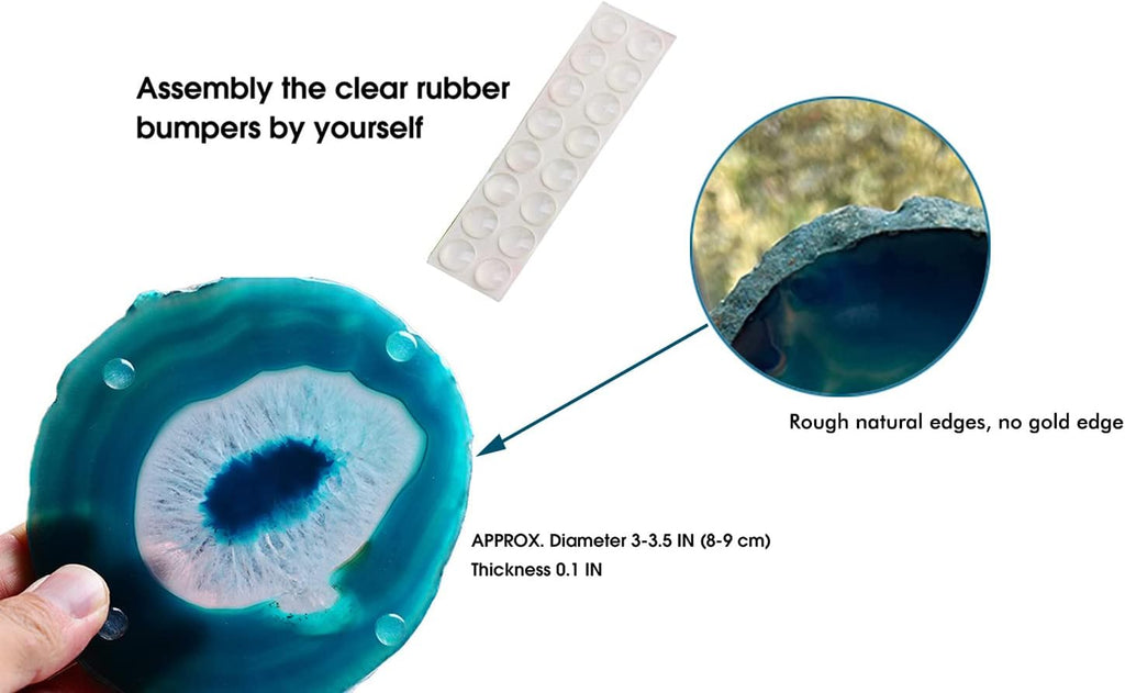 Teal Agate Coasters Geode Coasters Desk Decor - Set of 4