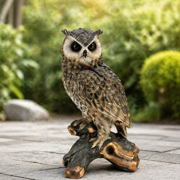 18.98" Realistic Owl Garden Statue, Large Hand-Painted Resin Owl Decor, Weather-Resistant Outdoor Sculpture Lawn Yard