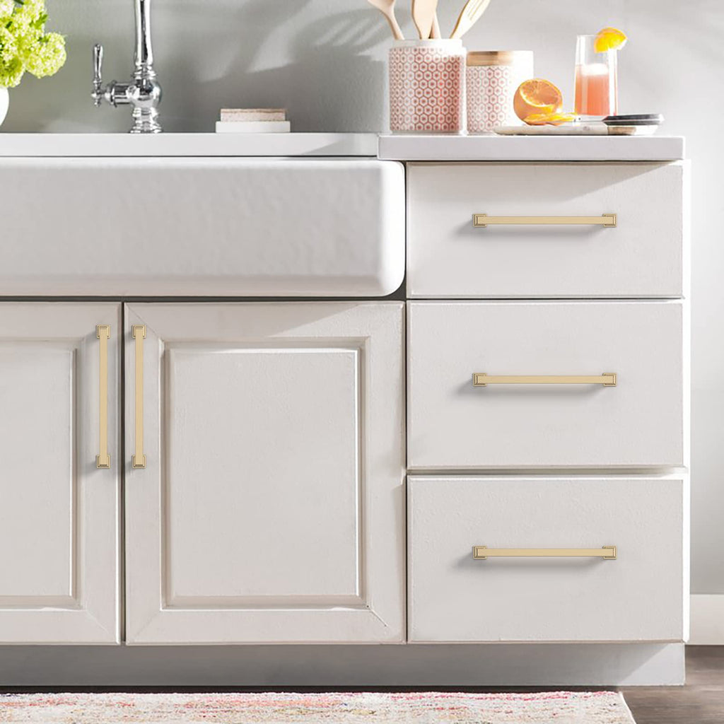 6 Pack 7 Inch Brushed Brass Cabinet Pulls,Kitchen Hardware