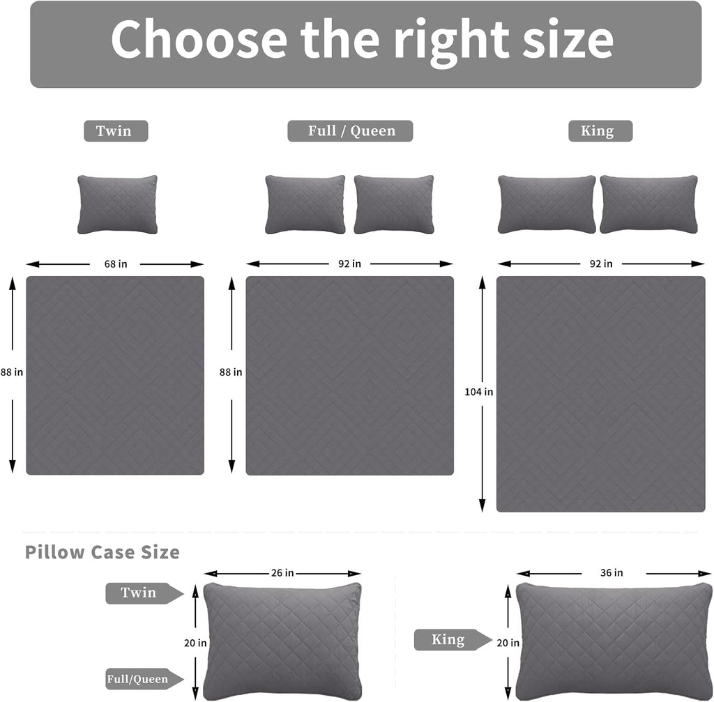 Full/Queen Reversible Quilt Set with 1 Quilt and 2 Pillow Shams, Soft Bed Quilt Cover, Lightweight Microfiber