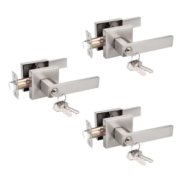 3 Pack Interior Bedroom Entrance Door Lever Doorknobs Door Lock One Keyway Entry Keyed Alike Same Key Entrance