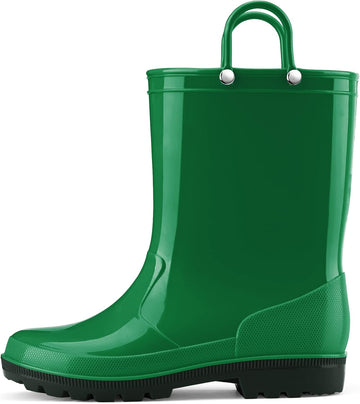 Toddlers Kids Rain Boots Waterproof Mud Shoes with Easy-On Handles
