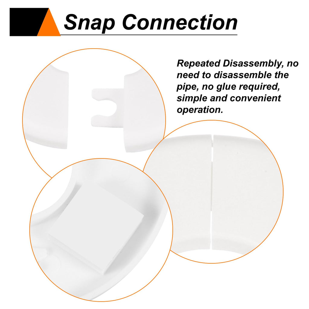 2pcs Wall Split Flange 51mm/2" Self-Adhesive Plumbing Cover Plates ABS Plastic Round Escutcheon Plate Buckle Design