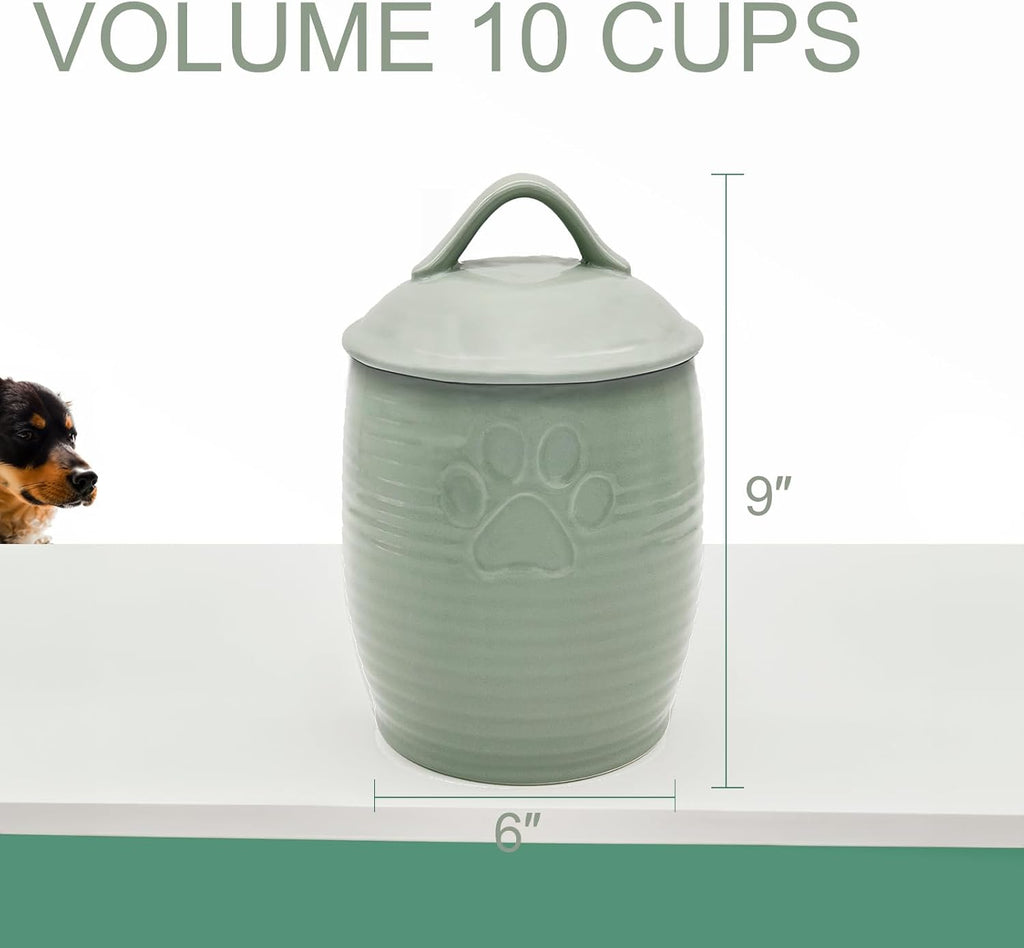 Large Dog Treat Container Airtight, Cute Dog Treat Jar with Lids, Rustic Dog Treat Storage Container, Ceramic Cat Food