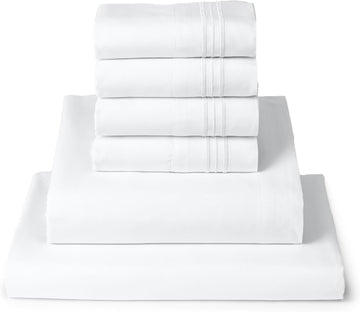 Queen Sheet Set - 6-Piece Iconic Collection Bedding | Including 4 Pillowcases, 16-Inch Deep Pocket, Easy Care, Extra