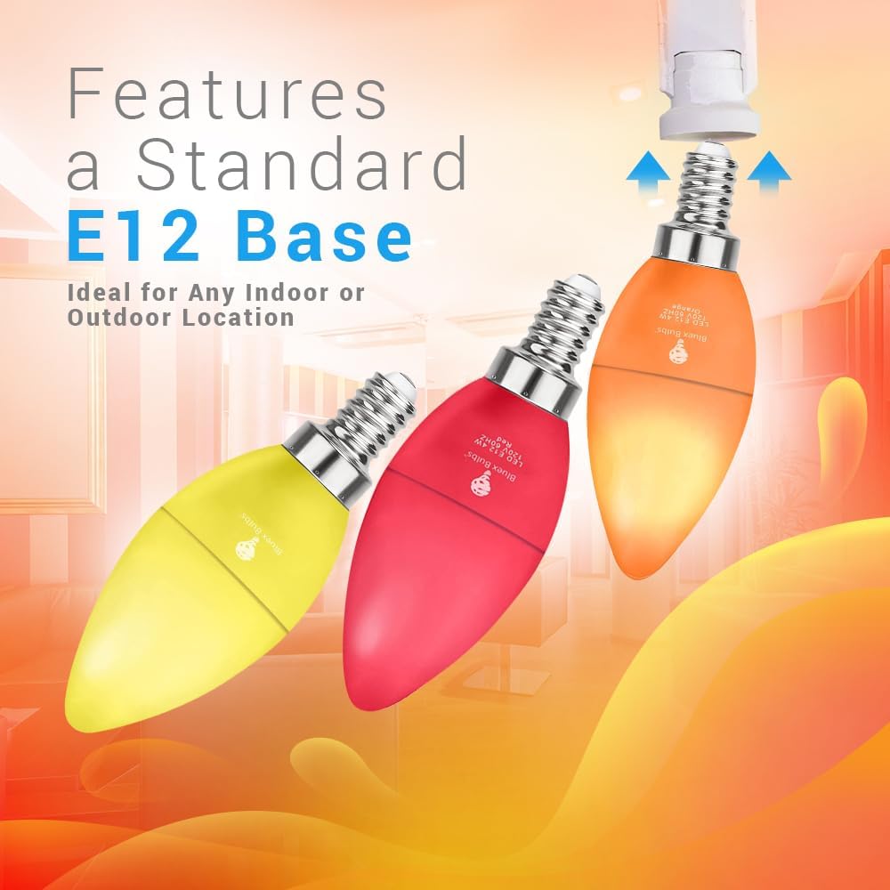 BlueX LED Yellow Light Bulb - 4W (40Watt Equivalent) - E12 Base Yellow LED Pink Bulb, Party Decoration, Porch