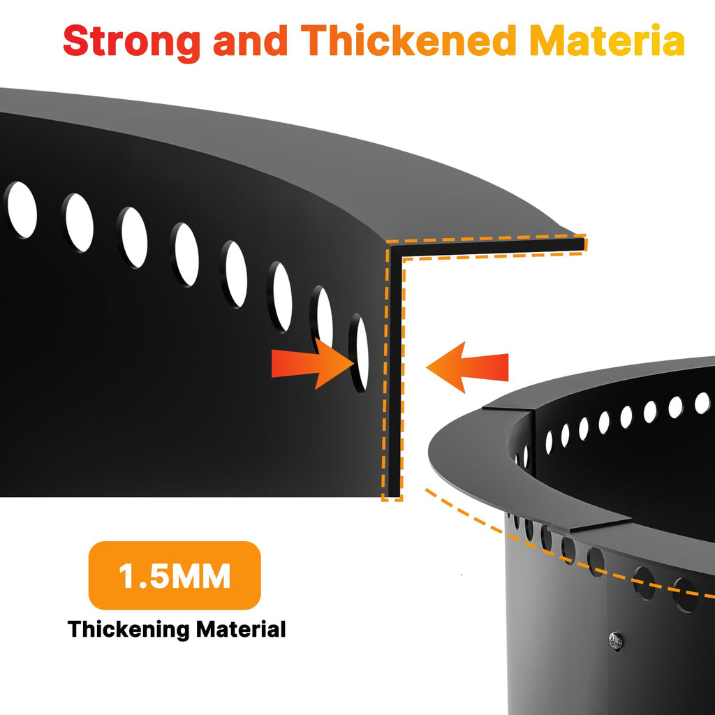 Smokeless Fire Pit Ring, 52-Inch Outer/48-Inch Inner Heavy Duty Large Solid Metal Steel Flower Shape Firepit Rim