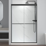 44-48" W x 72" H Semi-Frameless Bypass Sliding Shower Door, Easy-to-Clean Treated Clear Tempered Glass, Matte Black