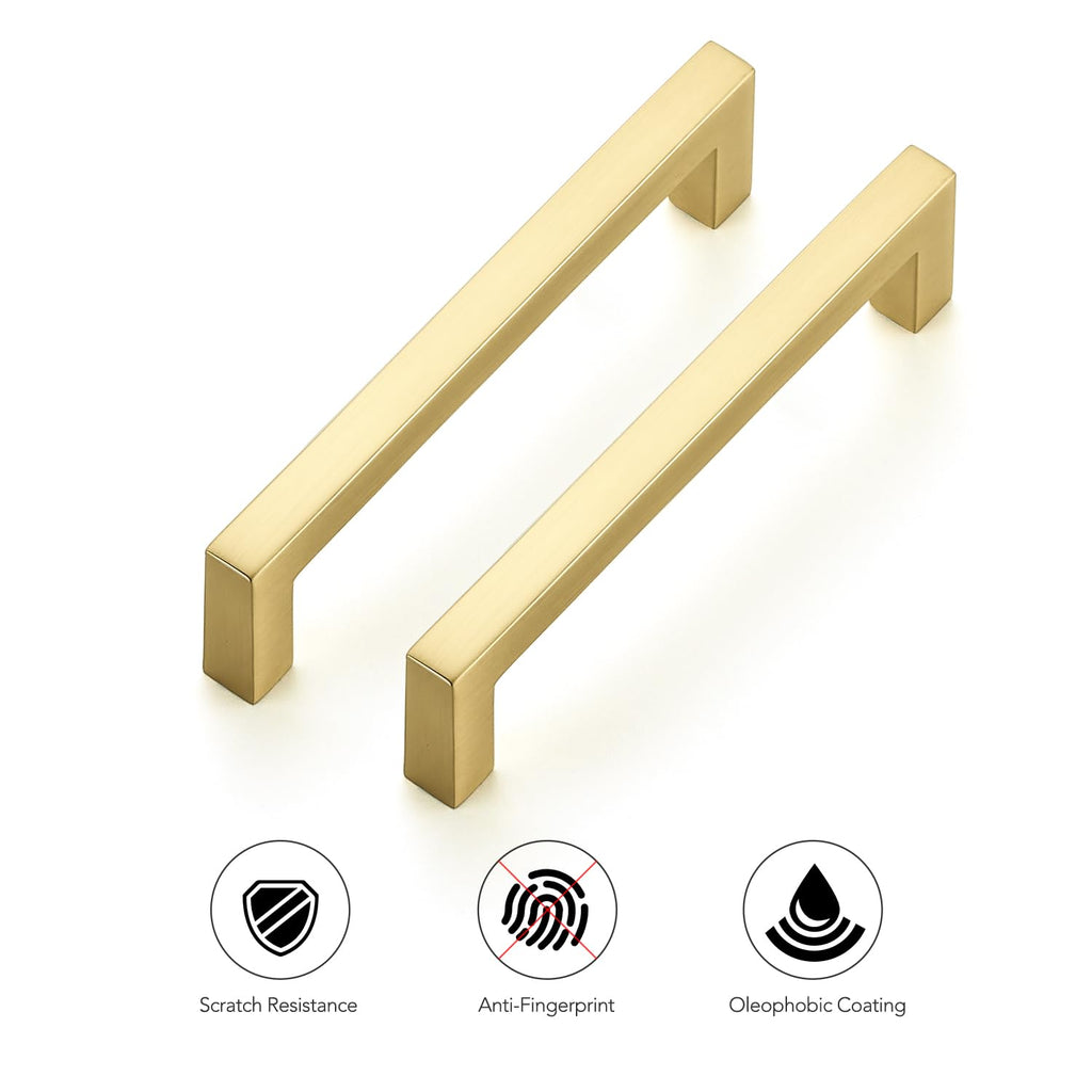 Brushed Gold Cabinet Handles Solid Cabinet Pulls 3-3/4 Inch 20 Pack