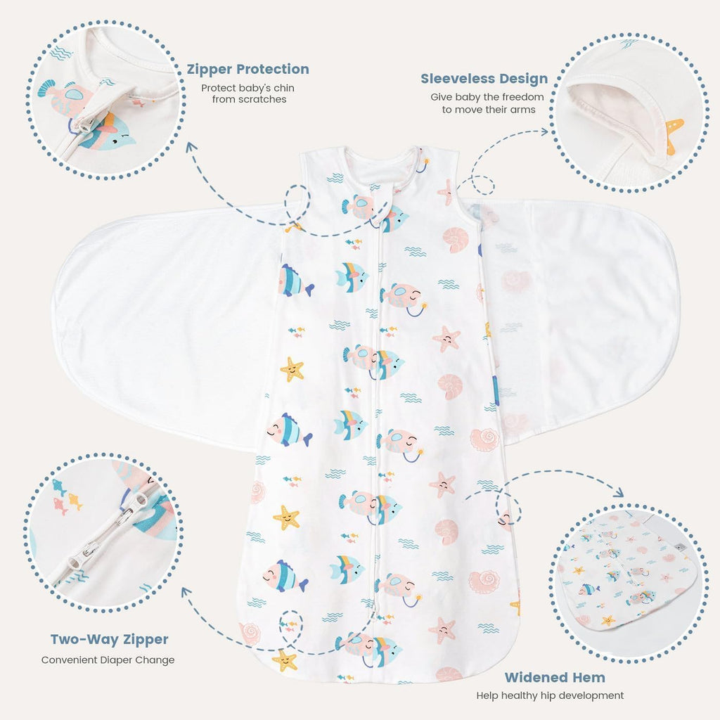 Baby Swaddle Sleep Sack, 1.0 TOG, 100% Cotton