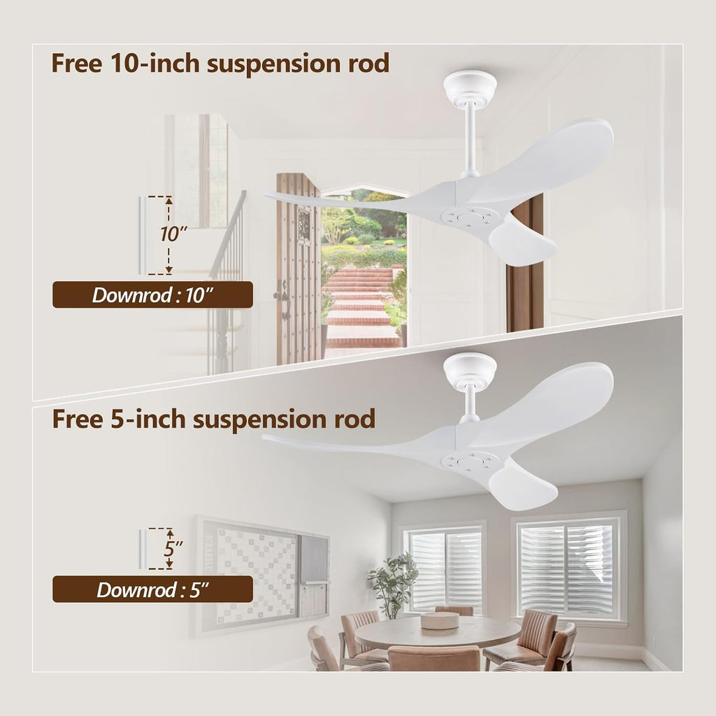 Inspired Maverick Style 42 Inch Solid Wood Ceiling Fan with Remote,White and Gold, no Light, 6 Speeds, Reversible DC Motor, Modern Ceiling Fans Without Lights for Outdoor Indoor Bedroom Farmhouse,Patios A101-B0DGXV4NBQ