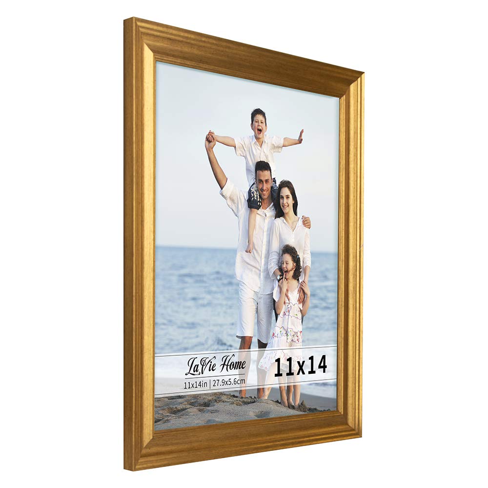 11x14 Picture Frames (1 Pack, Gold) Photo Frame with Plexiglass for Wall Mount Display