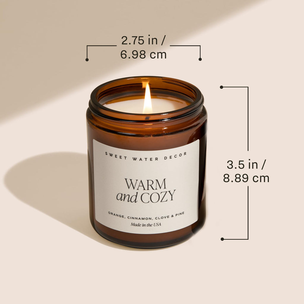 Christmas Candle, 9oz Amber Glass Jar, Stocking Stuffer