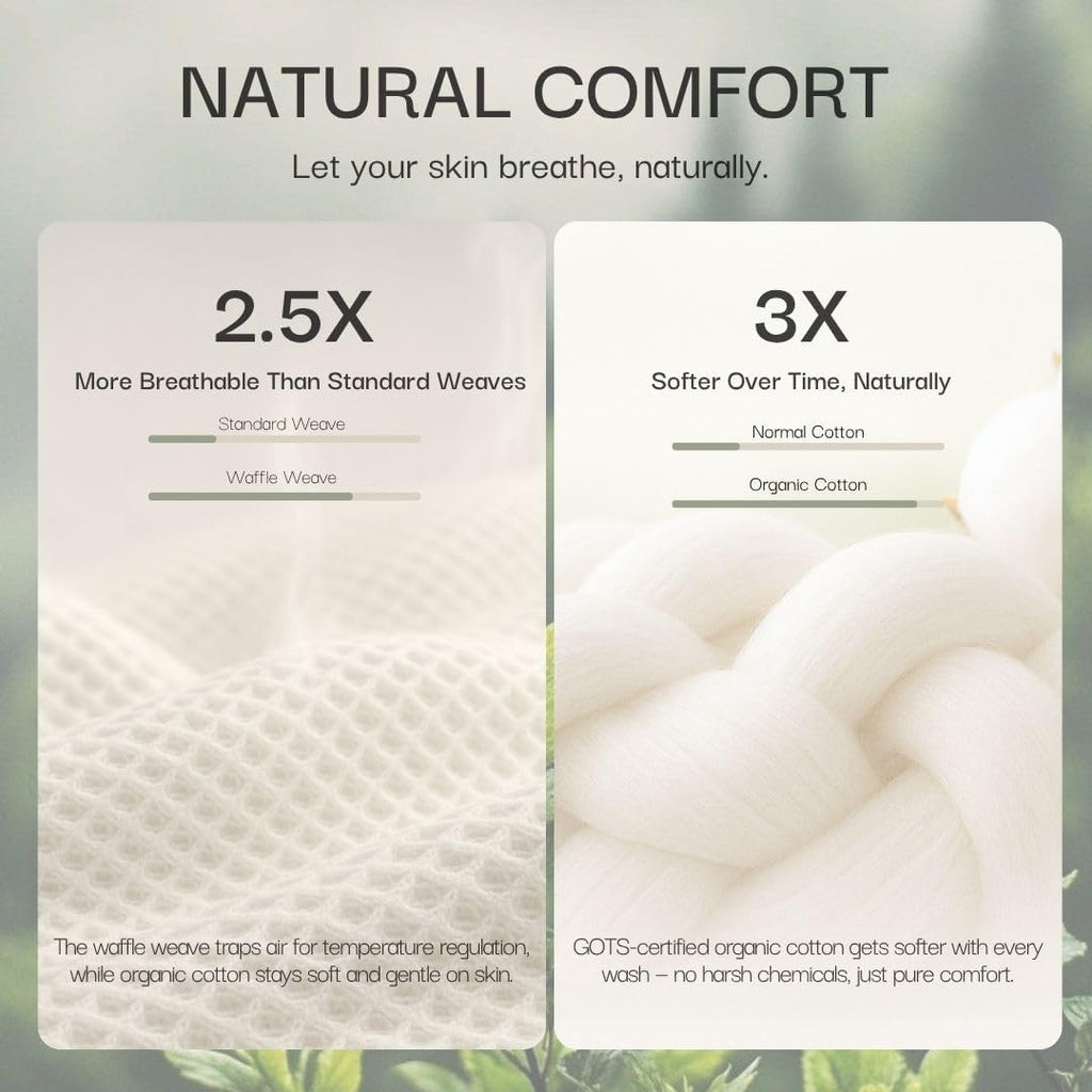 GOTS Certified 100% Organic Cotton Throw Blanket, 55" x 60" Waffle Blankets & Throws, Throw Blanket, Modern & Cozy