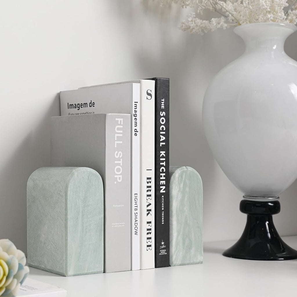 Luxury Marble Bookends for Shelves, 13LB Heavy Duty Marble Book Ends