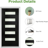36" x 80" Fiberglass Entry Door, Modern Front Door with Vinyl Frame & Brickmould, Black Finished Knock-Down Fiberglass