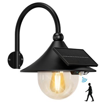 Solar Barn Light Outdoor with 3 Lighting Modes & Motion Sensing, Wall Mount Vintage Light, Waterproof Wall Light for