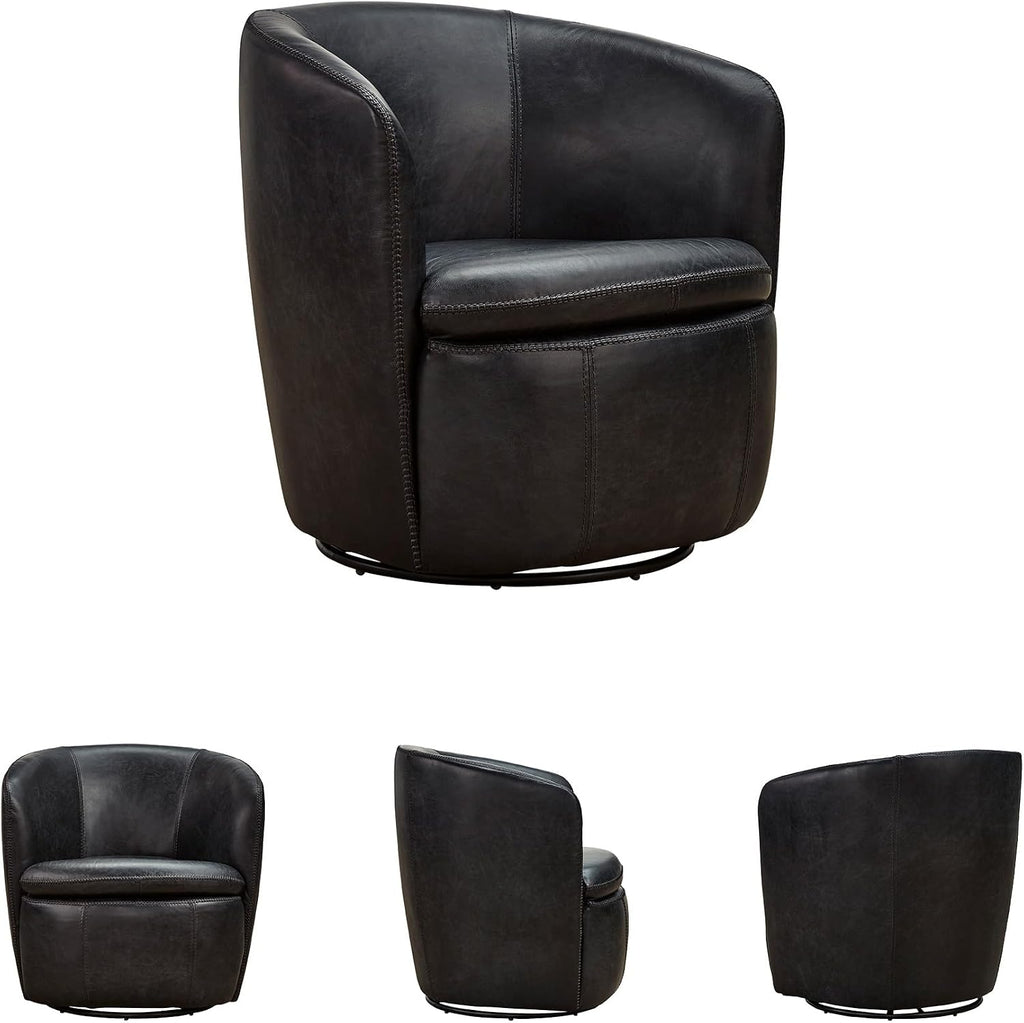 Leather Swivel Accent Chair, Midnight