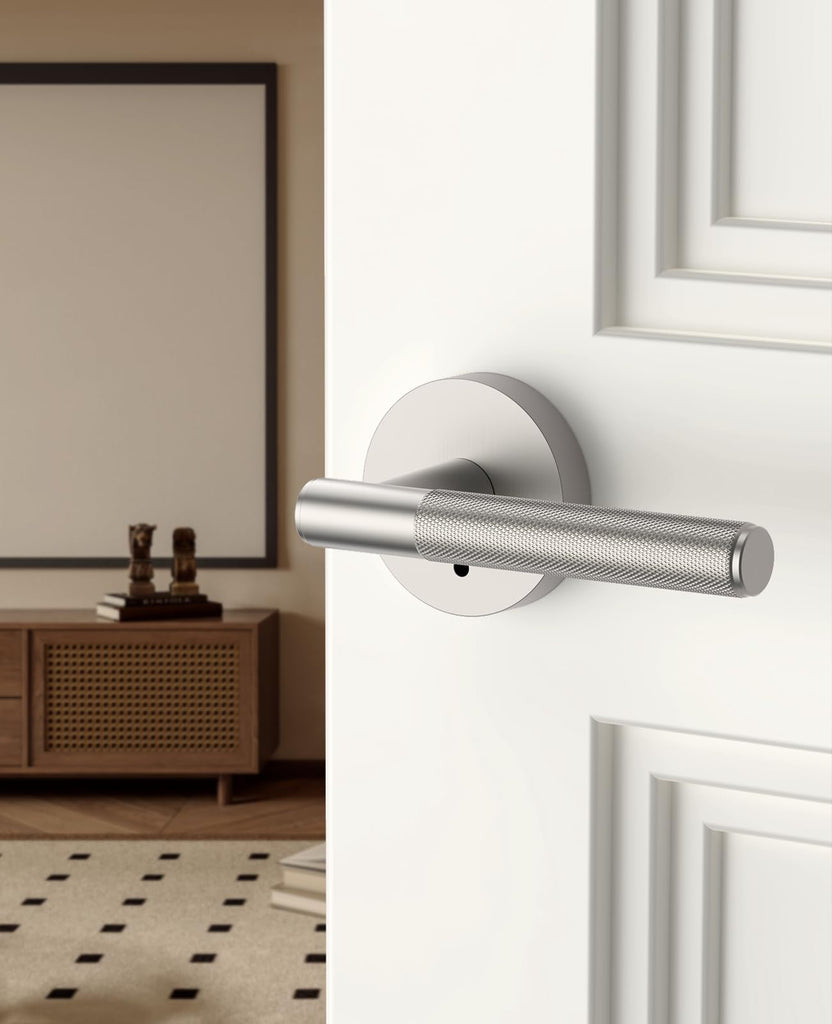 8 Pack Brushed Satin Nickel Privacy Door Handles