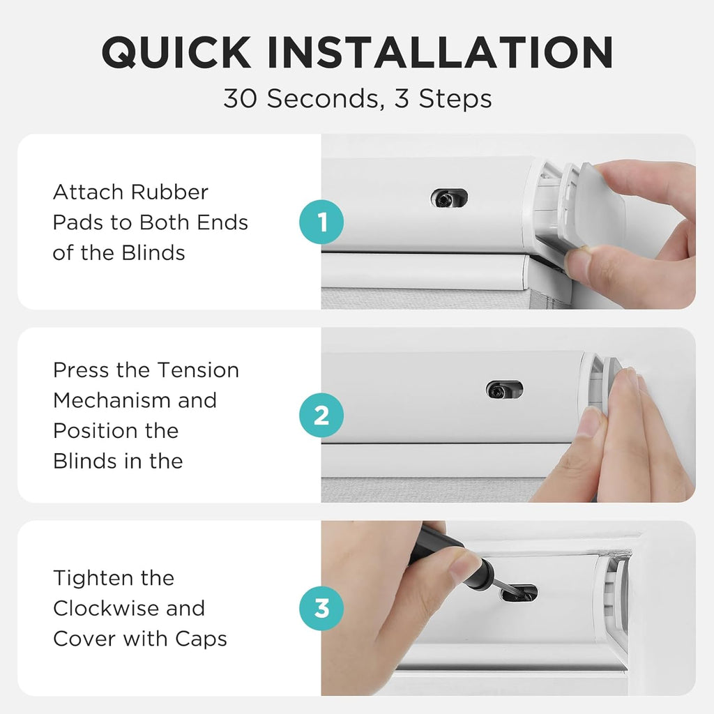 No Tools No Drill Blinds for Indoor Windows, Cordless Window Blinds Cellular Shades Top Down Bottom Up Blackout