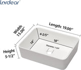 Vessel Sink Rectangle 19 Inch Bathroom Sink,Rectangular Modern Above Counter Bathroom Sinks White 19x15 Inch Porcelain Ceramic Vessel Vanity Sink Art Basin A131-B07H67P6MM