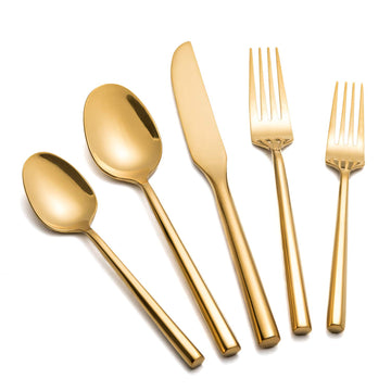 Gold Silverware Set with Hexagon Handle 20 Pieces Service for 4