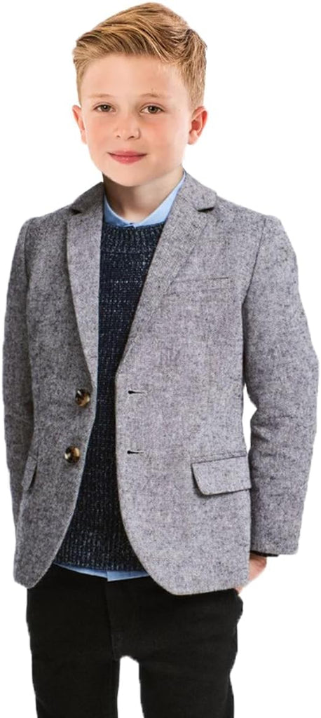 Boys Blazer Retro Herringbone Sport Coat Classic Wedding Casual Jacket