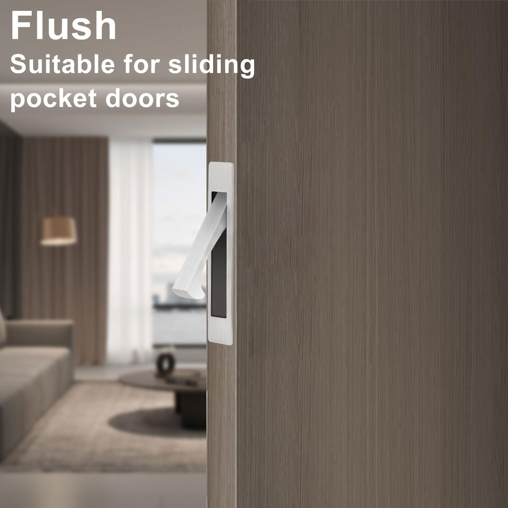 Pocket Door Handles Edge Pull,Flush Finger Hardware,Satin Nickel,1
