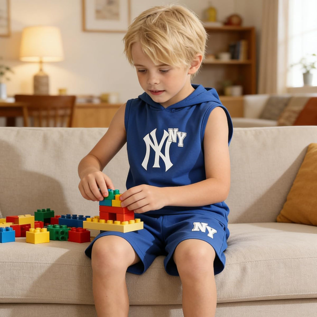 Boys Summer Clothes Hooded Sleeveless Tank Tops Workout Shorts 2 Piece Set Fashion Outfits