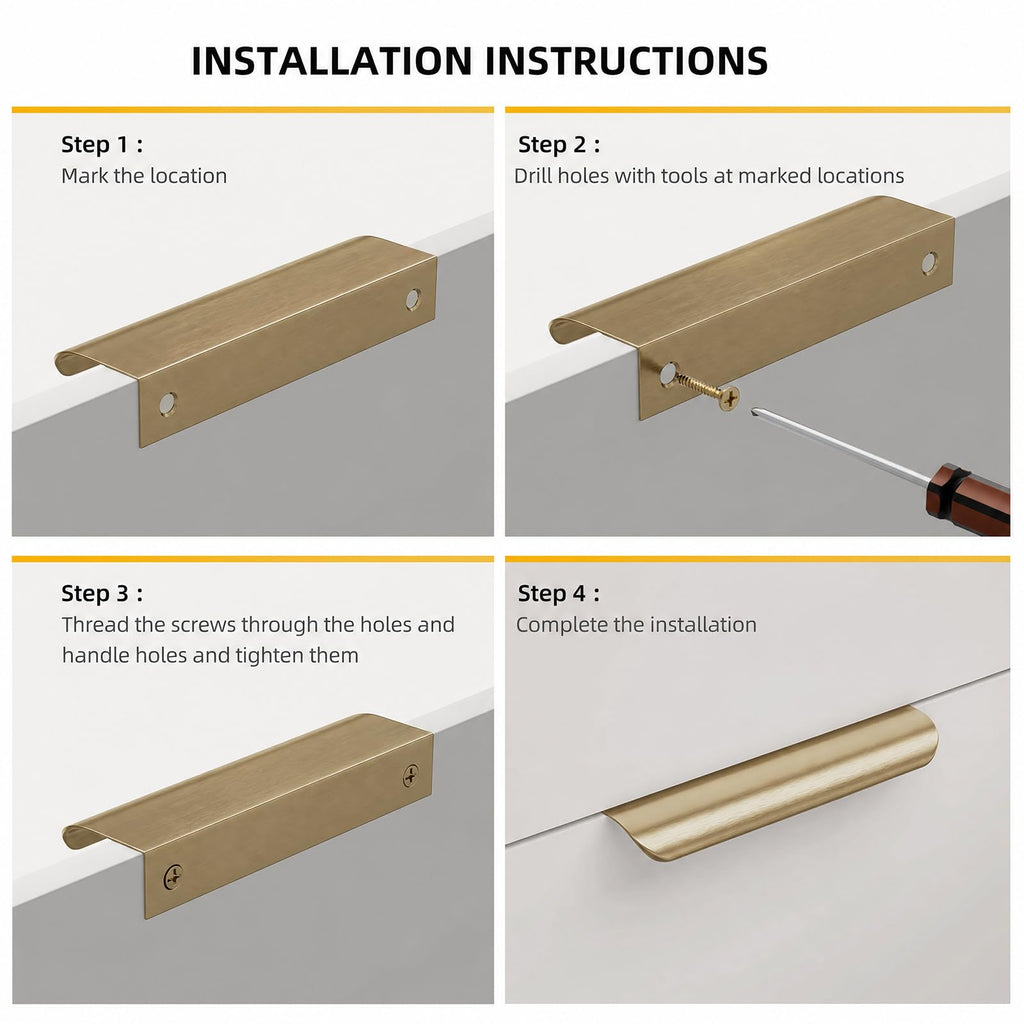 Champagne Bronze Cabinet Handles, Finger Pulls for Cabinet Edge Pulls 5 Inch 10 Pack | Tab Drawer Handles, Aluminum