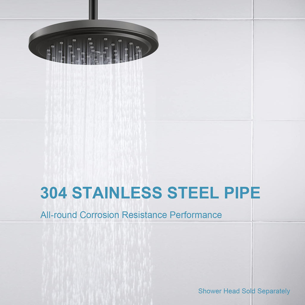 Shower Arm with Flange, 16 in Ceiling Mount Replacement Rain Shower Head Straight Arm Ceiling-Mounted For Fixed