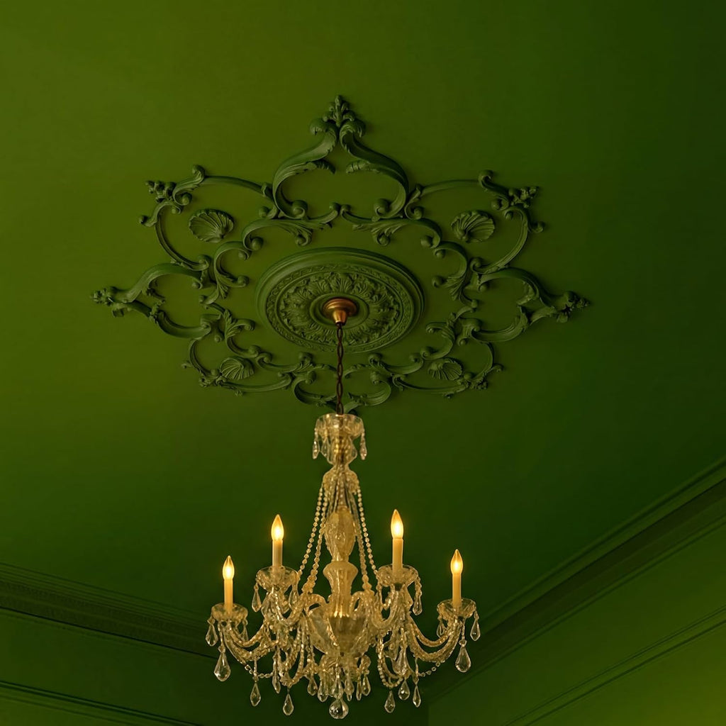 38.6'' Large PU Ceiling Medallion Combination Decorative 2.36'' ID French Style Chandelier Base Ceiling Medallion for