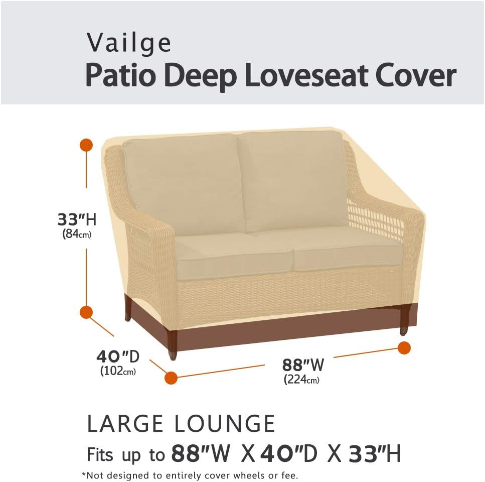 Heavy Duty Deep Patio Sofa Cover,100% Waterproof Outdoor Sofa Cover, Large Lawn Patio Furniture Covers with Air Vent
