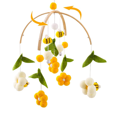 Baby Mobile for Crib Crib Nursery Mobile for Boys Girls Boho Bee Flower Nursery Decor Soothe Toy Baby Shower Set