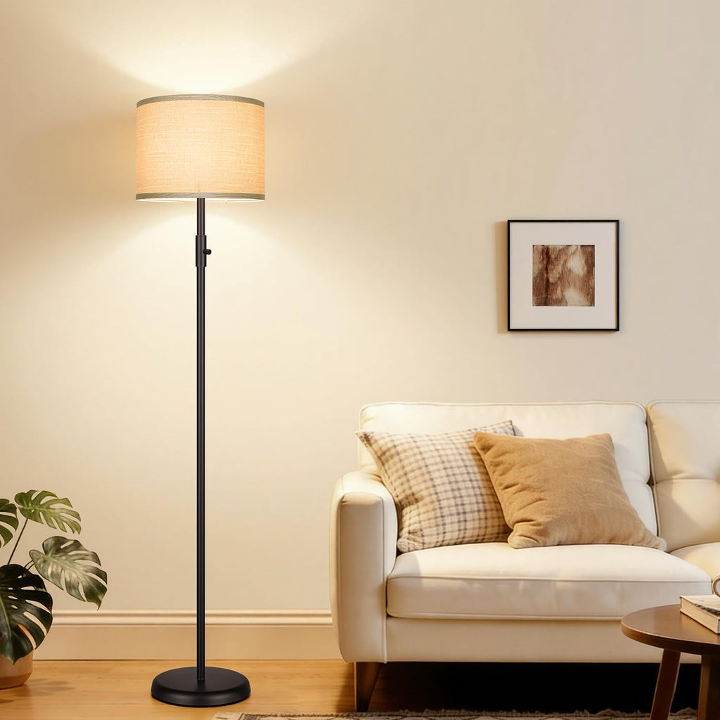 Floor Lamp Simple Design with Shade, Small Tall Lamps Bedroom Office Dining Room Kitchen-Black