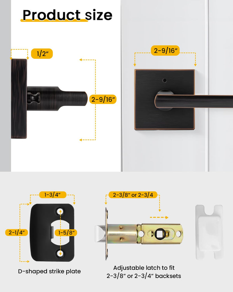 Oil Rubbed Bronze Door Handles Interior,Privacy Bedroom- 6 Pack