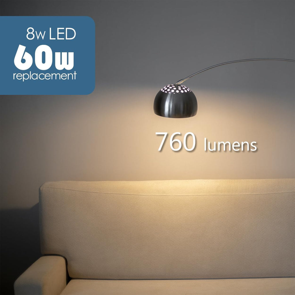 A19 LED Light Bulbs 60 Watt Equivalent, 90 CRI, Dimmable, Warm White 3000K, 760 Lumens, E26 Base, 120V, 8W LED Bulbs