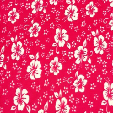 Textiles 1 Yard Bolt Red Hawaiian Floral Print Fleece Fabric