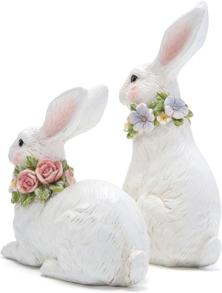 Spring Garden Patio Bunny Figurine Set () The Perfect Accent for a Wonderful Garden-Easter Bunny Figurine Decor - Set of 2
