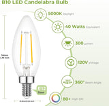 E12 LED Candelabra Bulb 40 Watt Equivalent, Dimmable Chandelier Light Bulbs 5000K Daylight, B10 Candle Bulbs for